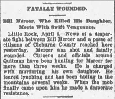 "Fatally wounded" newspaper clipping