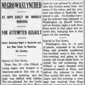 "Negro Was Lynched" newspaper clipping