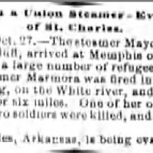 "Attack on a Union Steamer Evacuation of Saint Charles" newspaper clipping