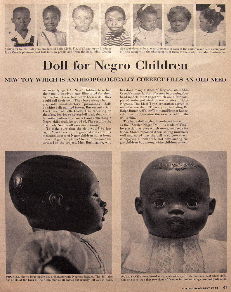 photos of African-American children on "Doll for Negro Children" advertisement