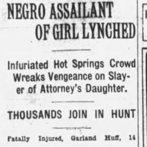 "Negro assailant of girl lynched" newspaper clipping