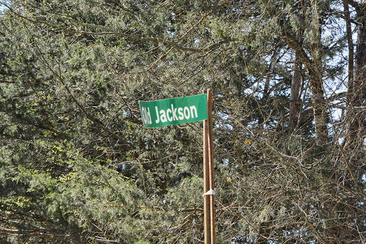 "Old Jackson" road sign on pole