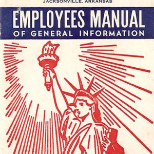 Statue of Liberty in red on Arkansas Ordnance Plant employee manual cover