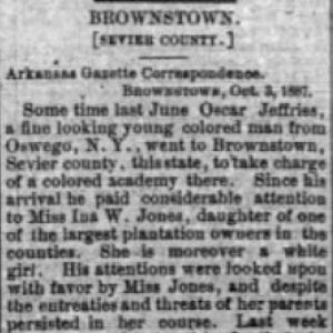 "Brownstown Sevier County" letter in newspaper