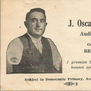 White man in vest on "J. Oscar Humphrey Auditor of State" card