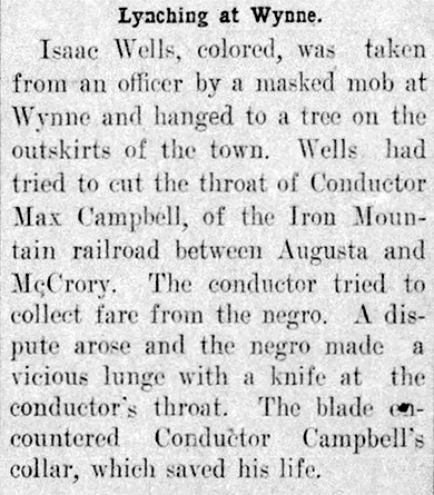 "Lynching at Wynne" newspaper clipping