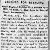 "Lynched for Stealing" newspaper clipping