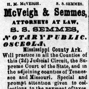 "McVeigh and Simmes Attorneys at Law" newspaper advertisement