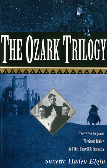 "The Ozark Trilogy" featuring brick building, portrait of three white women, horse, stars