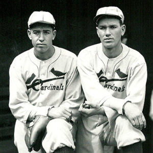 Two white men in St. Louis Cardinals uniforms