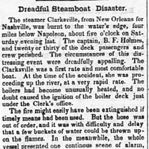 "Dreadful steamboat disaster" newspaper clipping