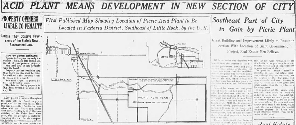 "Acid Plant Means Development in New Section of City" newspaper clipping