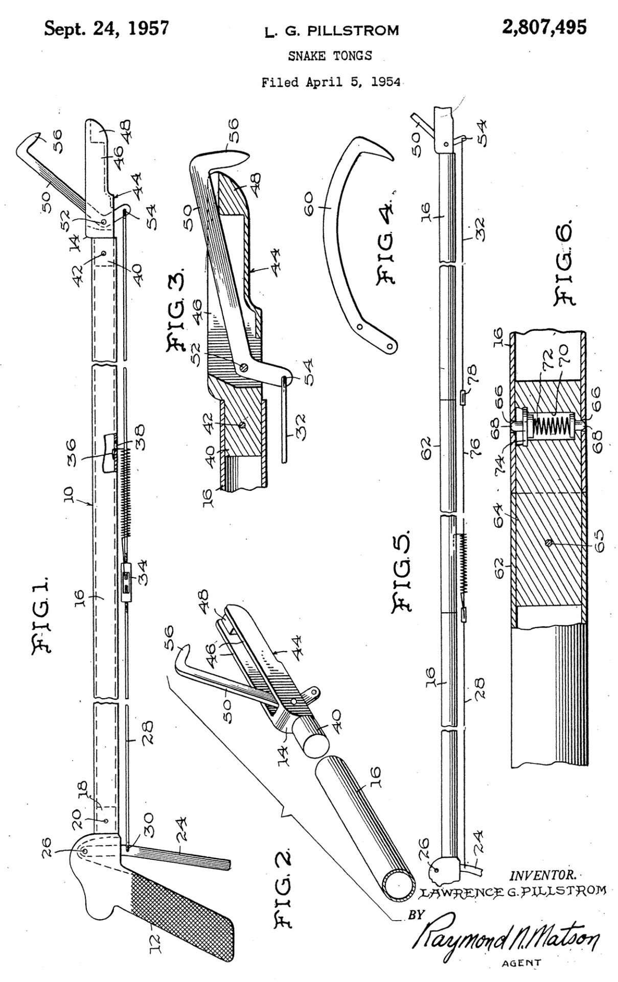 Patent drawings with date and numbered parts