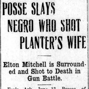 "Posse slays Negro who shot planter's wife" newspaper clipping