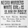 "Negro murders white girl is slain by posse" newspaper clipping