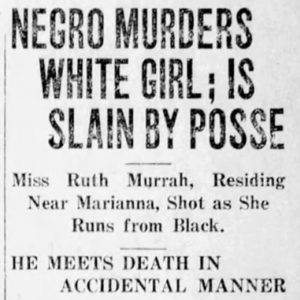 "Negro murders white girl is slain by posse" newspaper clipping