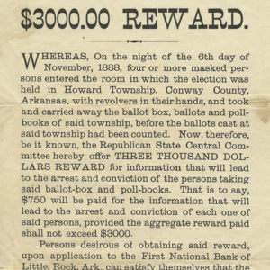 Three-thousand-dollar reward poster with black ink on yellow paper