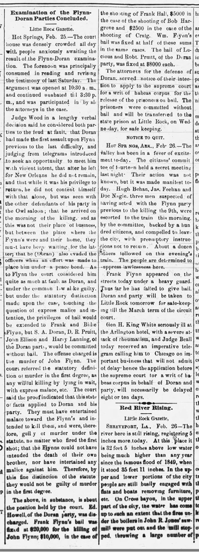 "Examination of the Flynn-Doran parties concluded" newspaper clipping