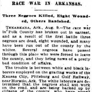 "Race war in Arkansas" newspaper clipping