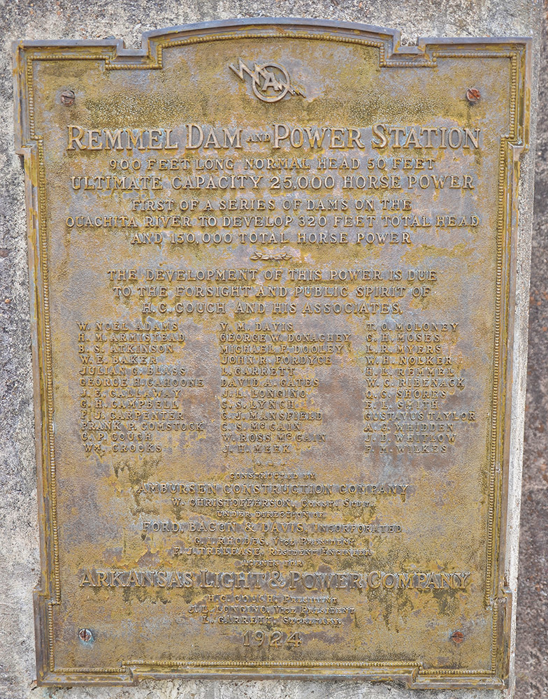 "Remmel Dam and Power Station" dedication plaque