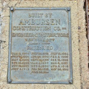 "Built by Ambursen Construction Co" plaque
