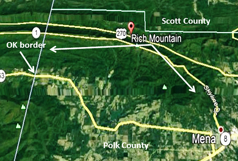 Map showing location of Rich Mountain