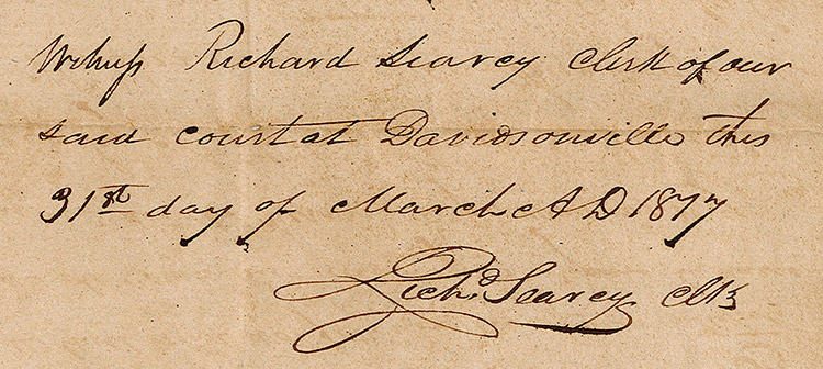 Paper note signed by Richard Searcy