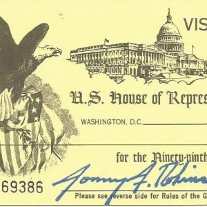 Blank U.S. House of Representatives visitor's pass