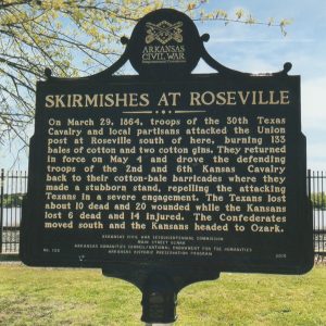 "Skirmishes at Roseville" historical marker sign