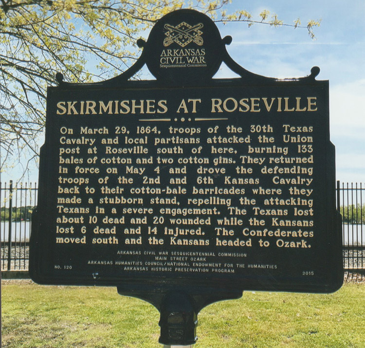"Skirmishes at Roseville" historical marker sign