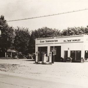 Gas station and cars "Esso Service center R. L. 'Bob' Rowley"