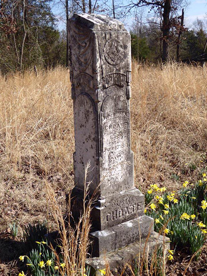 "Choate" monument in rural overgrown cemetery