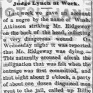 "Judge Lynch at Work" newspaper clipping