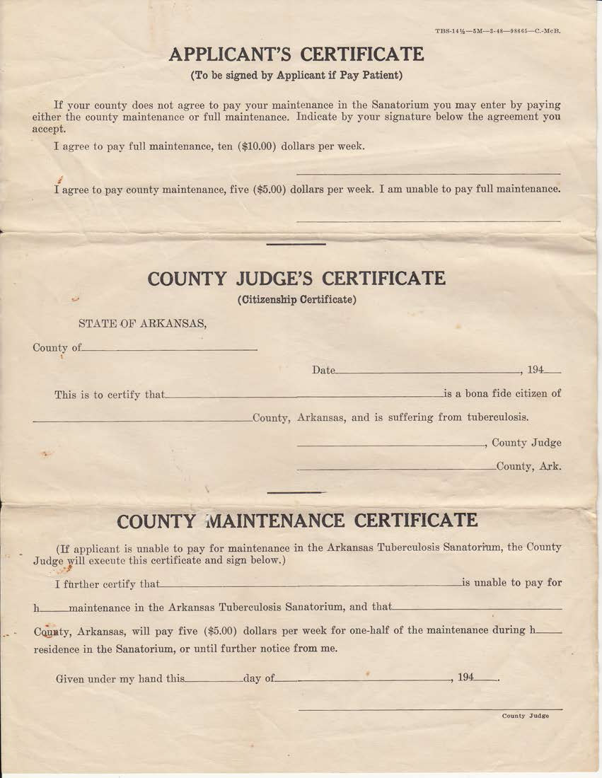 Blank "Applicant's Certificate" document