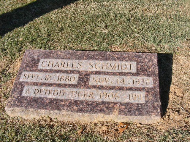"Charles Schmidt" flat gravestone in cemetery