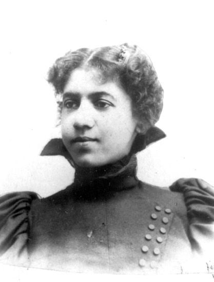 African-American woman in a high-collared dress