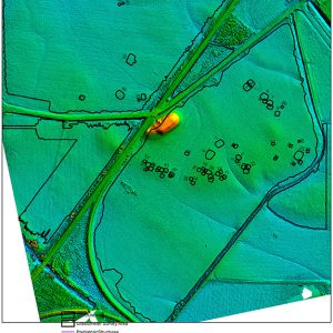 Digital map of mound site with structures drawn-in