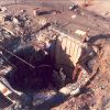 Exploded underground missile silo and debris as seen from above
