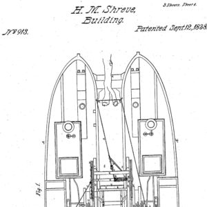Drawing in black on white paper of Snag boat patent