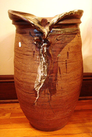 Coiled pot on display
