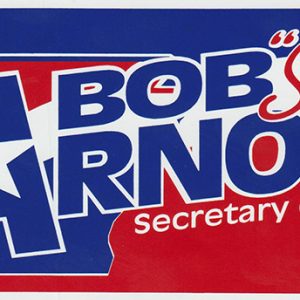 Red white and blue sticker for Bob "Sody" Arnold's Secretary of State campaign