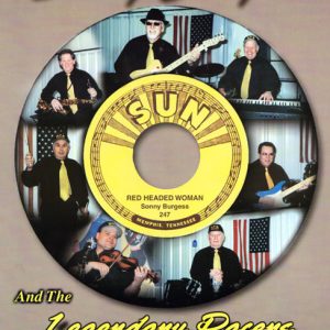 Flyer featuring "Sonny Burgess And The Legendary Pacers" single "Red Headed Woman" by Sun Records with contact information.