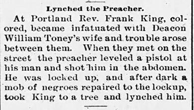"Lynched the Preacher" newspaper clipping