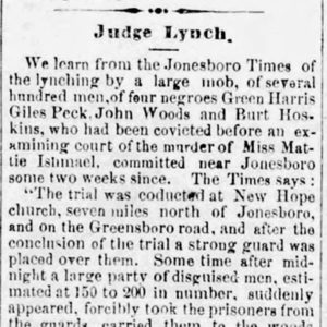 "Judge Lynch" newspaper clipping