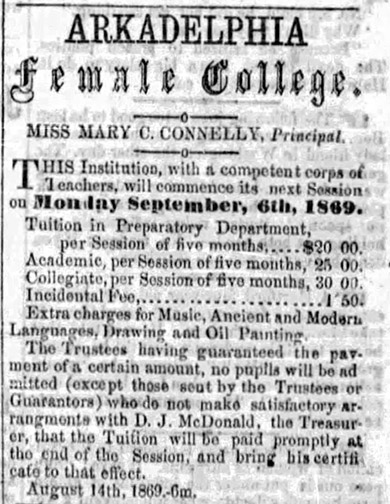 "Arkadelphia female college" newspaper clipping