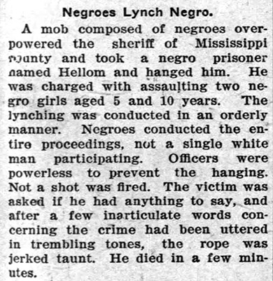 "Negroes Lynch Negro" newspaper clipping