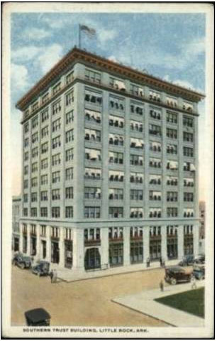Multiple story city building on postcard