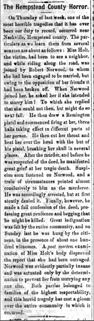 "The Hempstead County Horror" newspaper clipping