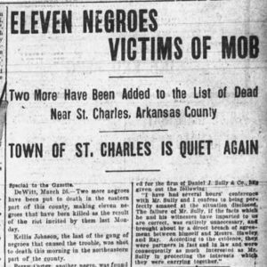 "Eleven Negroes victims of Mob" newspaper clipping