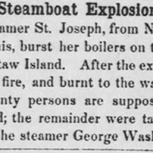 "Steamboat Explosion" newspaper clipping